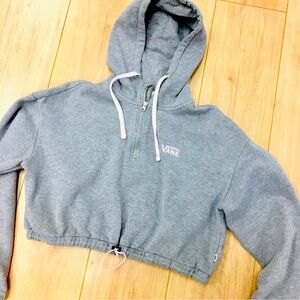Vans Cropped Gray Hoodie crop sweatshirt Drawstring trending athleisure hooded